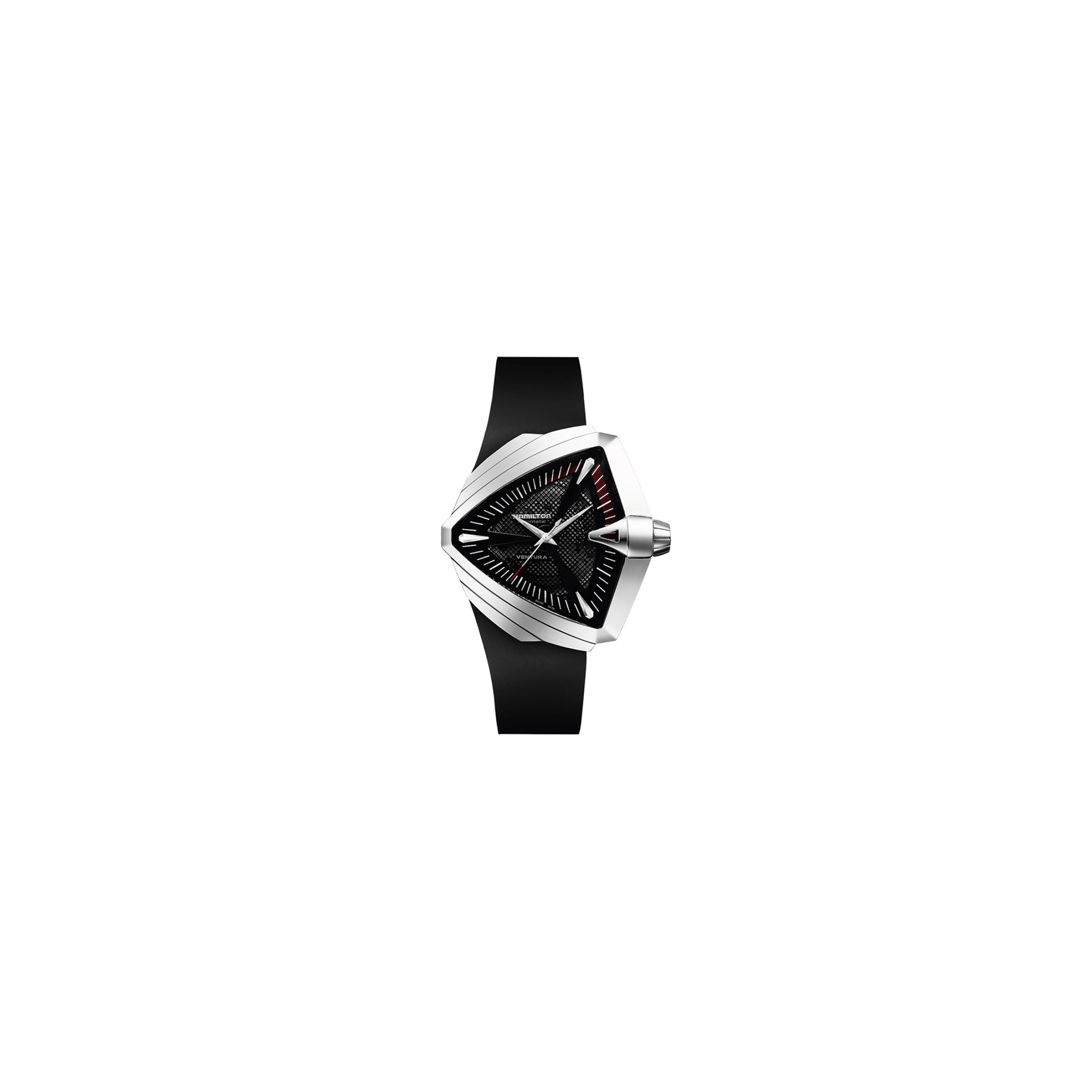 Montre Hamilton Ventura XXL cadran grillagé noir bracelet caoutchouc noir