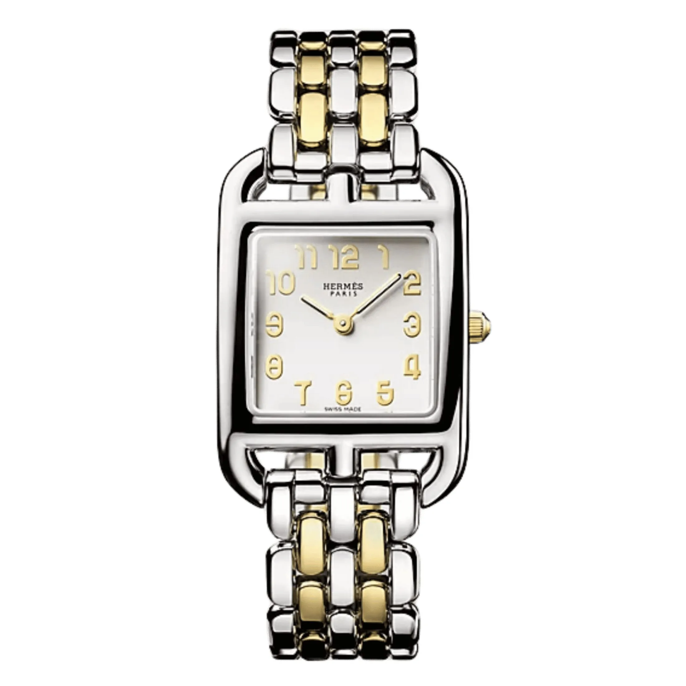 Montre HERMÈS Cape Cod Petit Modèle quartz cadran argenté bracelet acier & or jaune 31 mm