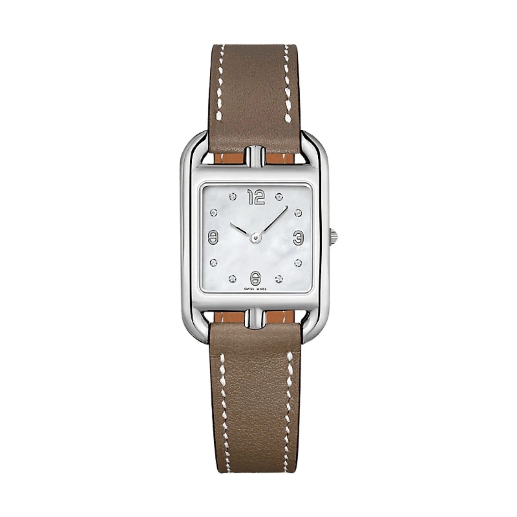 Montre HERMÈS Cape Cod Petit Modèle quartz cadran nacre bracelet cuir étoupe 31 mm