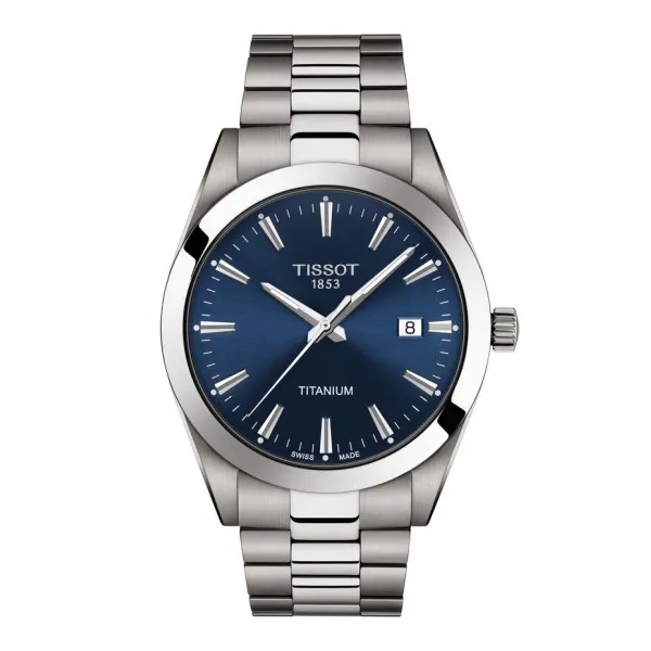 Montre Homme Tissot Gtleman bleu bracelet titane - Réf. T1274104404100