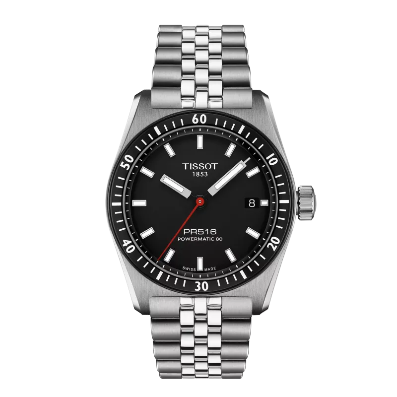 Montre Homme Tissot PR516 automatique noir bracelet acier - Réf. T1494071105100