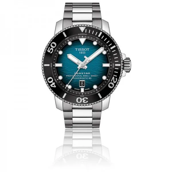 Montre Homme Tissot Seastar bleu bracelet acier - Réf. T1206071104100