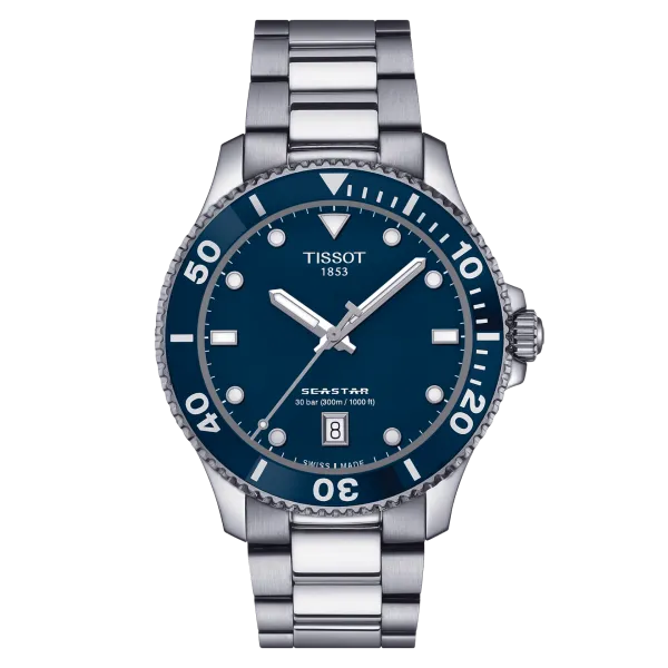 Montre Homme Tissot Seastar bleu bracelet acier - Réf. T1204101104100