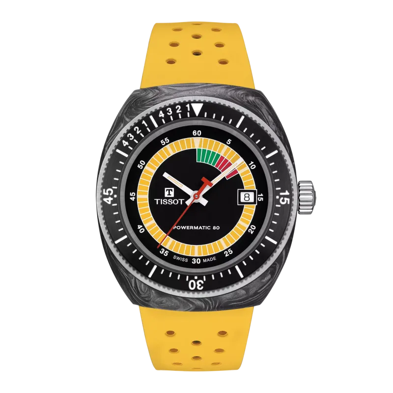 Montre Homme Tissot Sideral Powermatic 80 noir bracelet silicone - Réf. T1454079705700