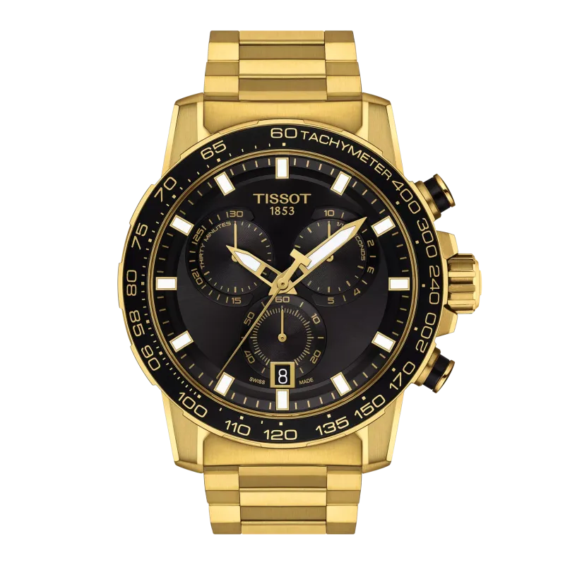 Montre Homme Tissot Super Sport noir bracelet acier PVD - Réf. T1256173305101