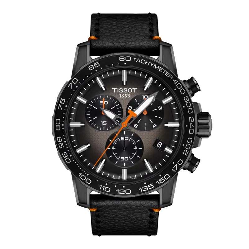 Montre Homme Tissot Super Sport noir bracelet cuir - Réf. T1256173608100