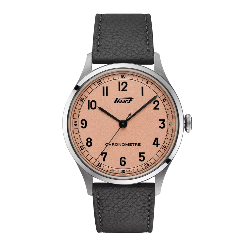 Montre Homme Tissot T-Télémètre Heritage 1938 rose champagne bracelet cuir - Réf. T1424641633200