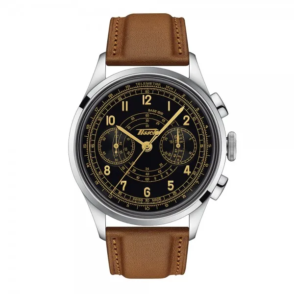 Montre Homme Tissot Telemeter 1938 noir bracelet cuir - Réf. T1424621605200