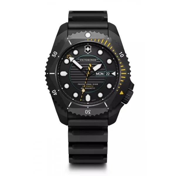 Victorinox - Montre Homme - Dive Pro Auto 43 Cadran Noir - Bracelet Silicone Noir - Ref 241997