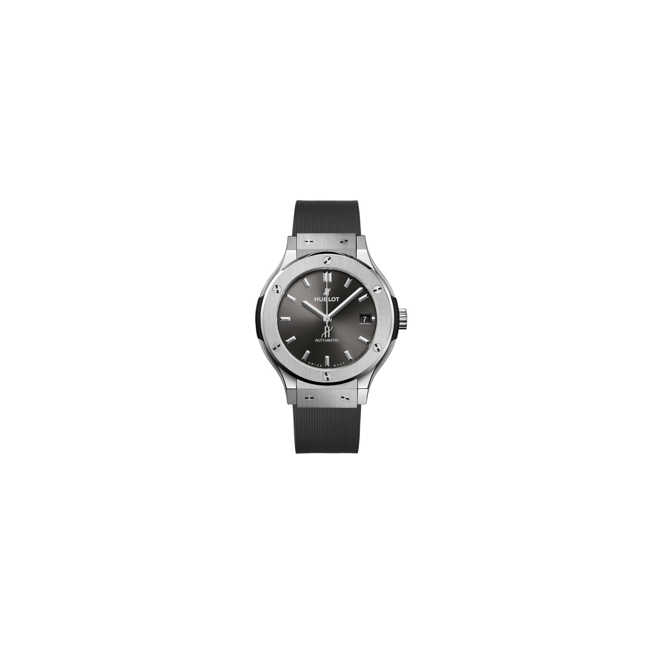Montre Hublot Classic Fusion Racing Grey Titanium automatique cadran gris bracelet caoutchouc gris 38 mm