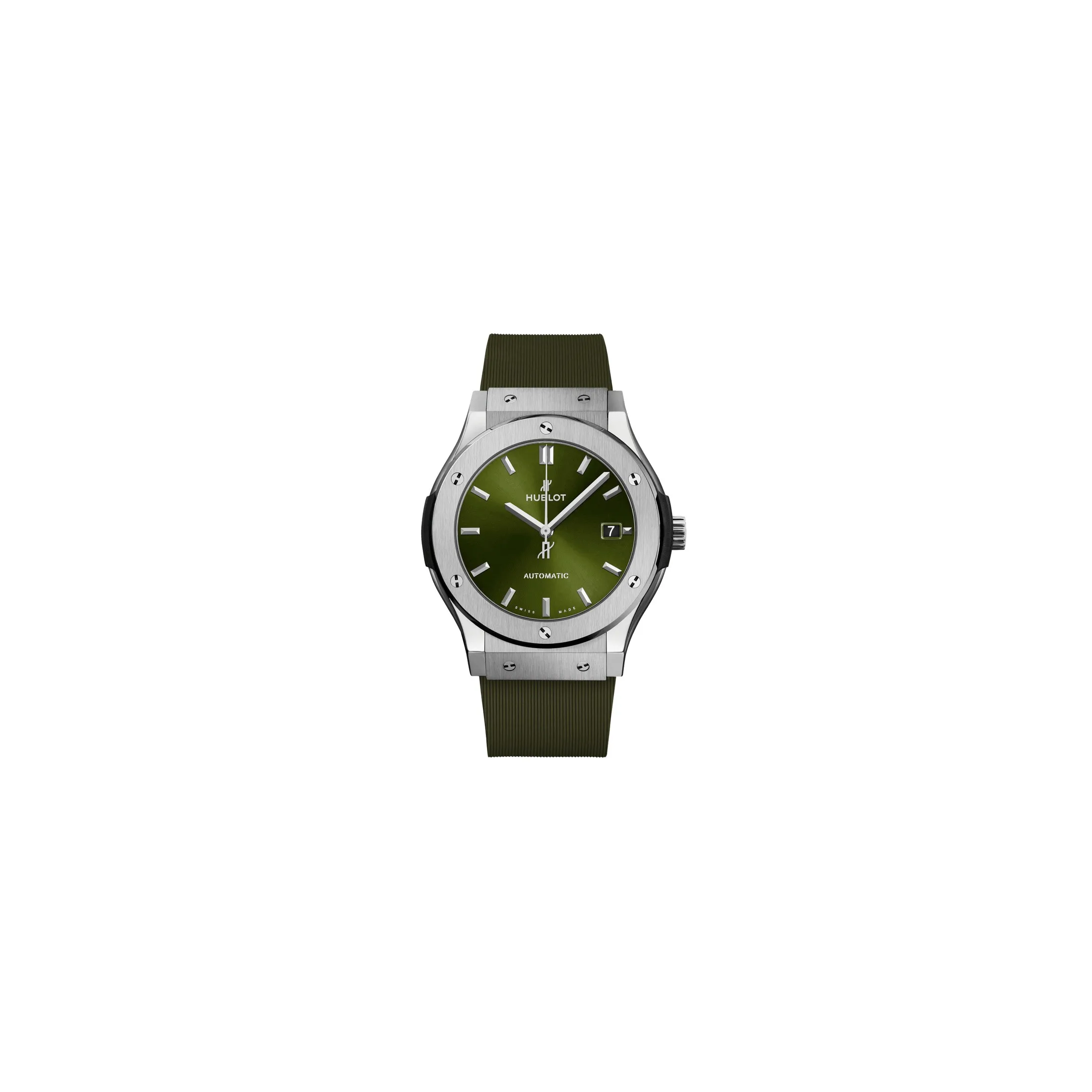 Montre Hublot Classic Fusion Titanium Green automatique cadran vert bracelet caoutchouc vert 45 mm