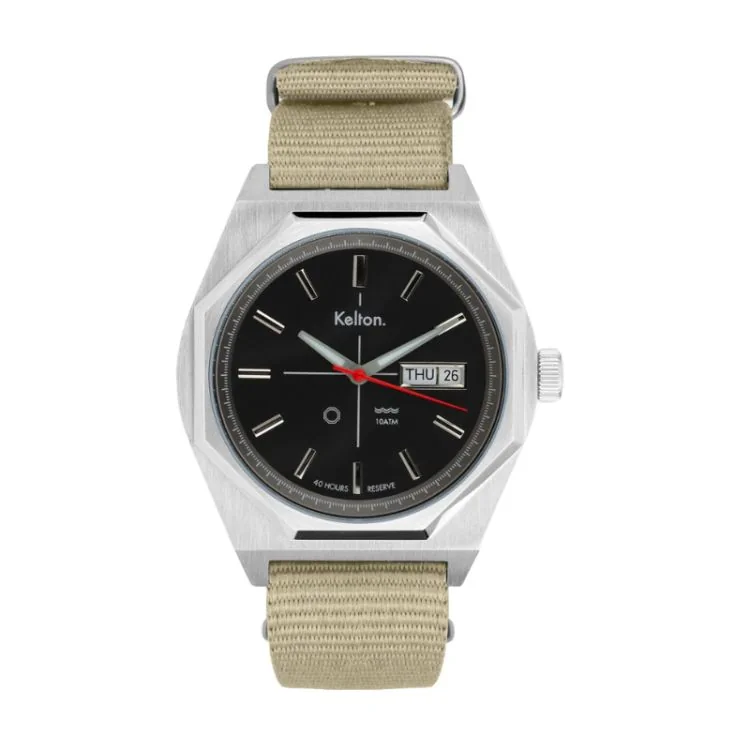Montre Kelton - Octogone - Automatique - Nato Champagne Noir