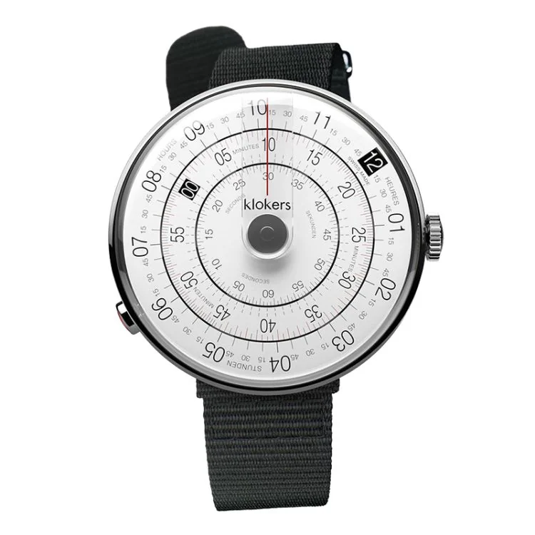 Montre Klokers - Klok 01 - Héritage - Cadran Blanc & Gris - Nato Noir