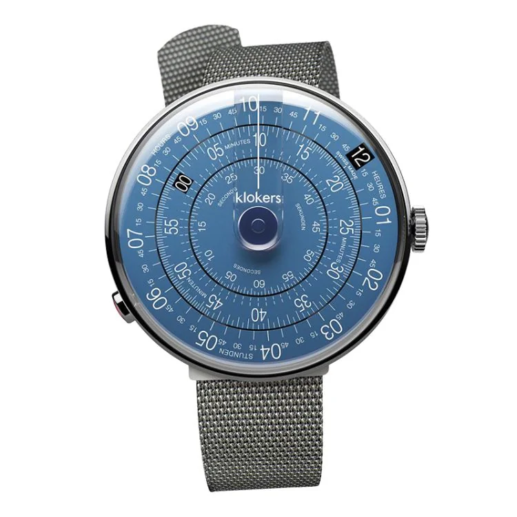 Montre Klokers - Klok 01 - Metal - Cadran Bleu Nuit - Maille Milanaise Gris