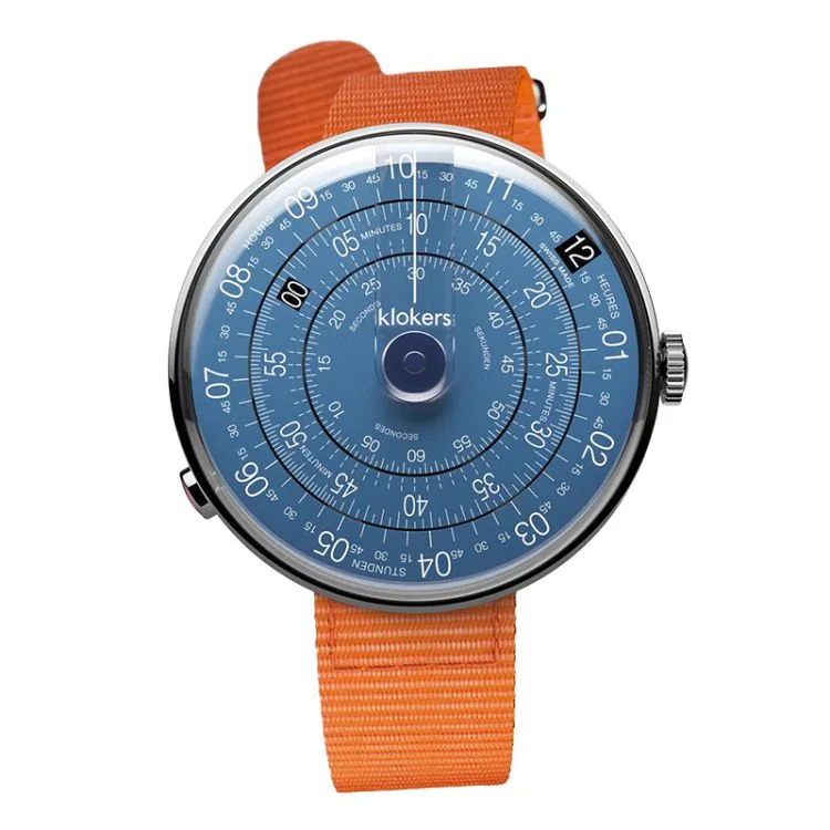 Montre Klokers - Klok 01 - Metal - Cadran Bleu Nuit - Nato Abricot