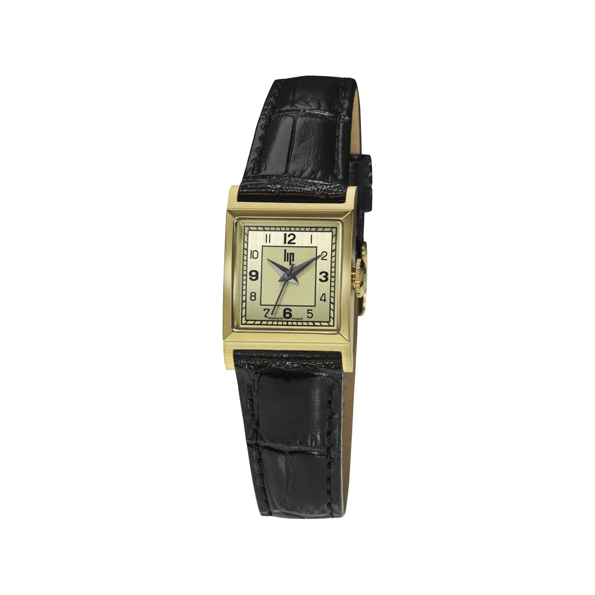 Montre LIP CHURCHILL femme acier doré bracelet cuir noir