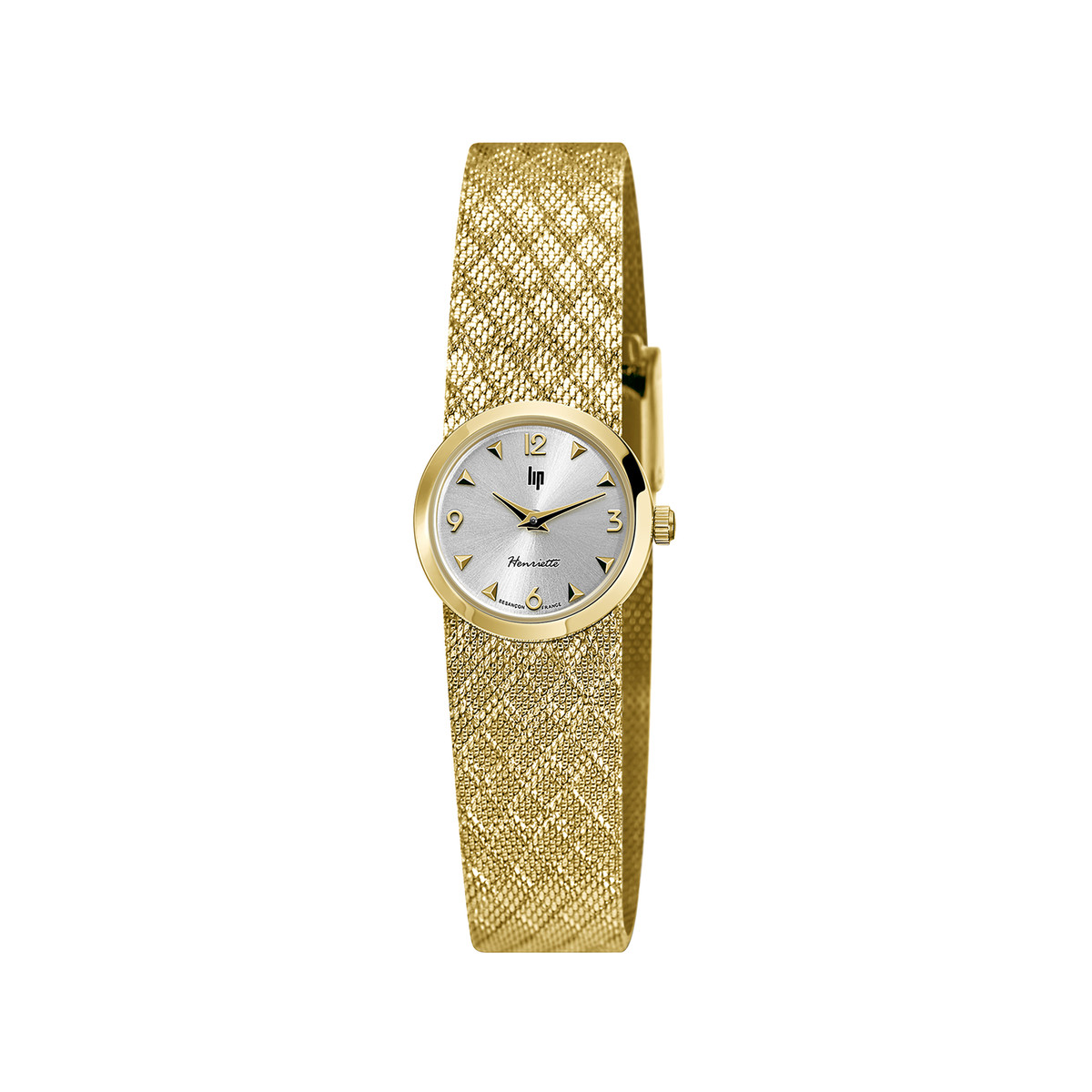 Montre Lip femme acier bracelet métal doré
