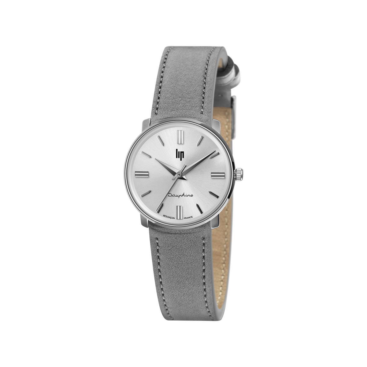 Montre Lip femme acier cuir gris