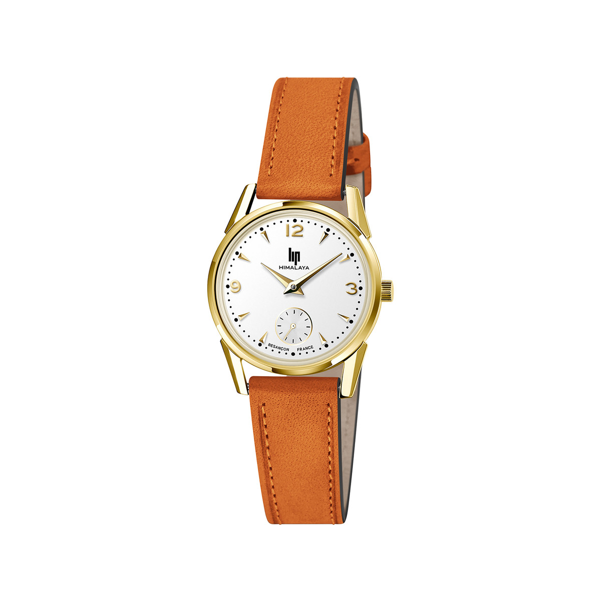 Montre Lip femme acier doré bracelet cuir orange