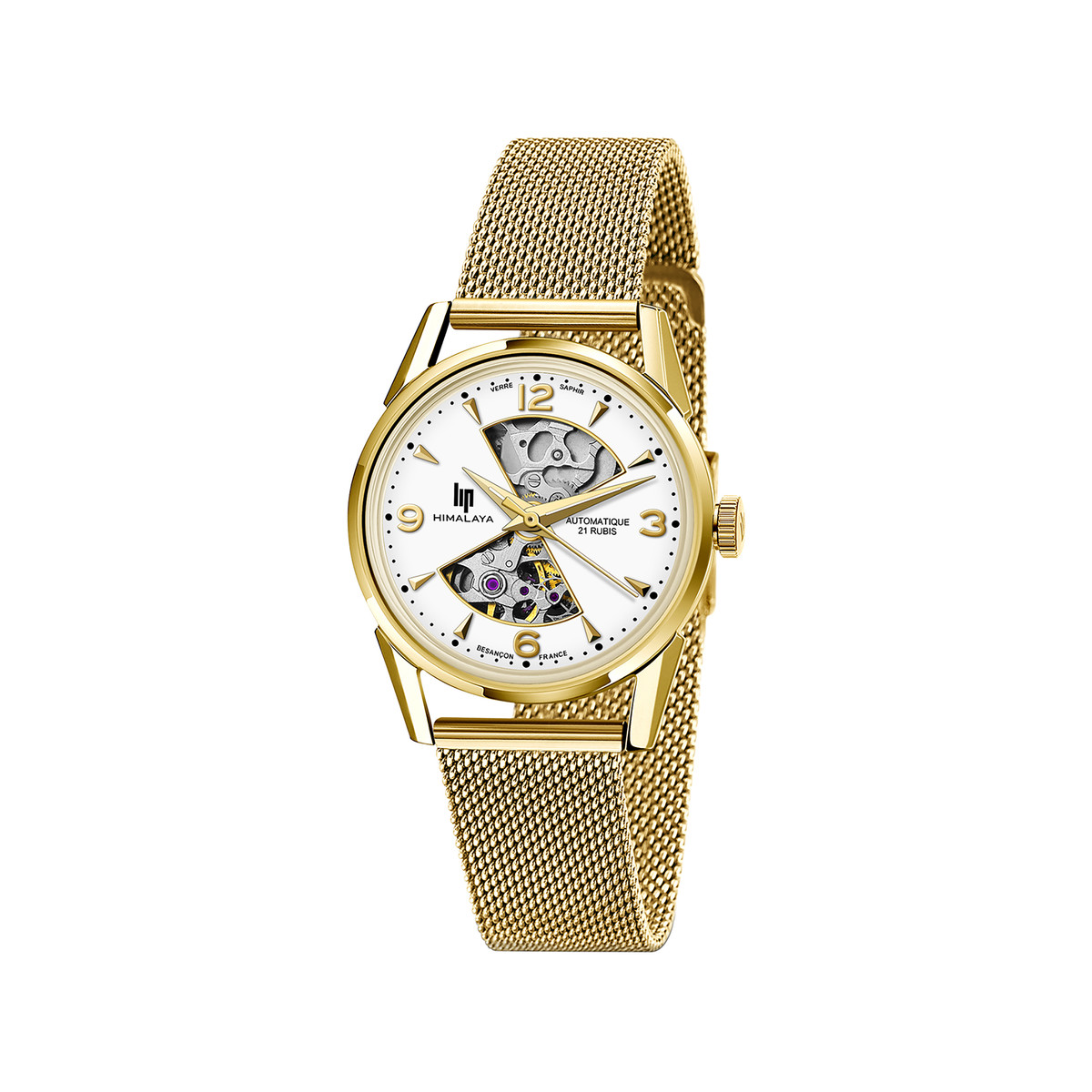 Montre Lip femme automatique métal doré