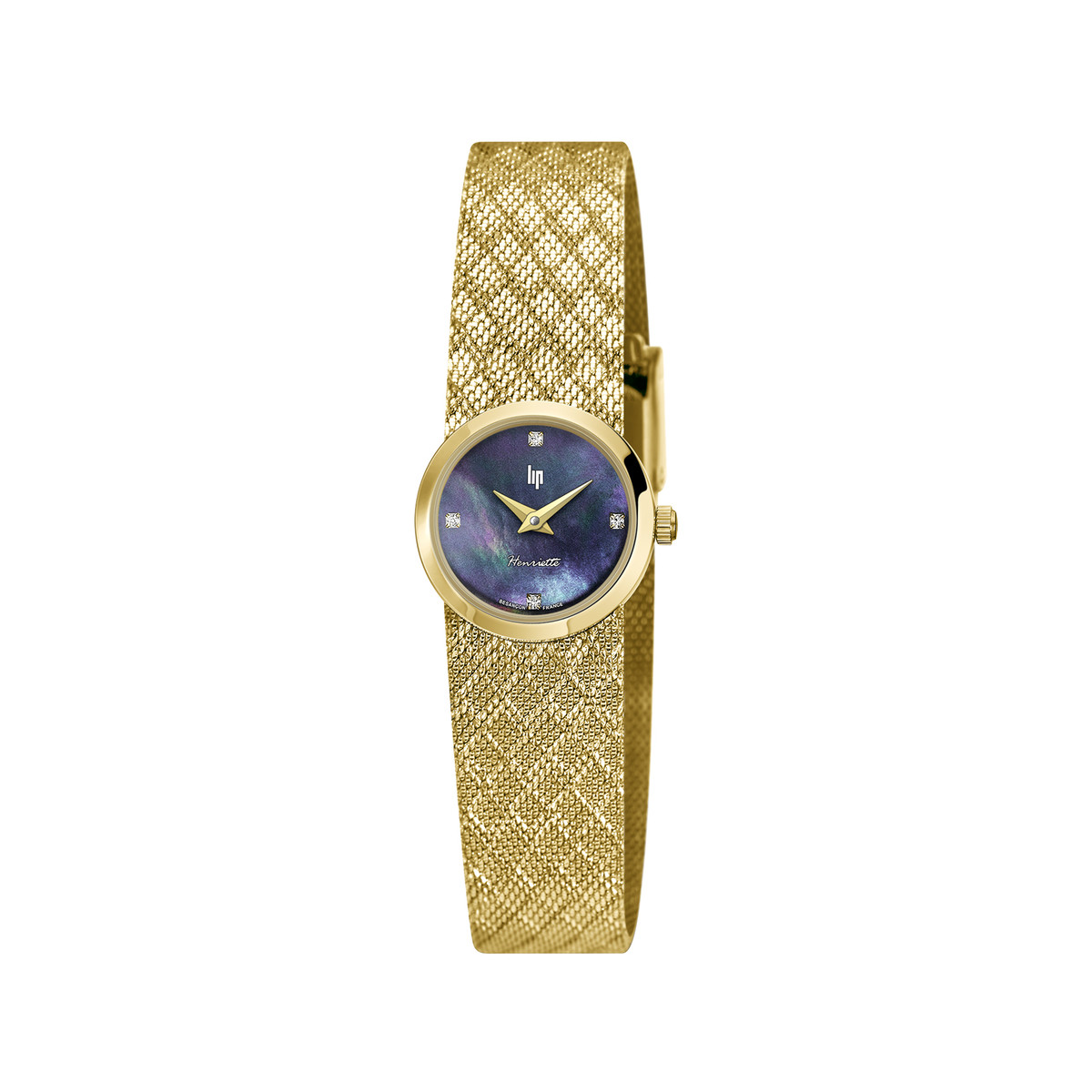 Montre LIP femme bracelet métal doré