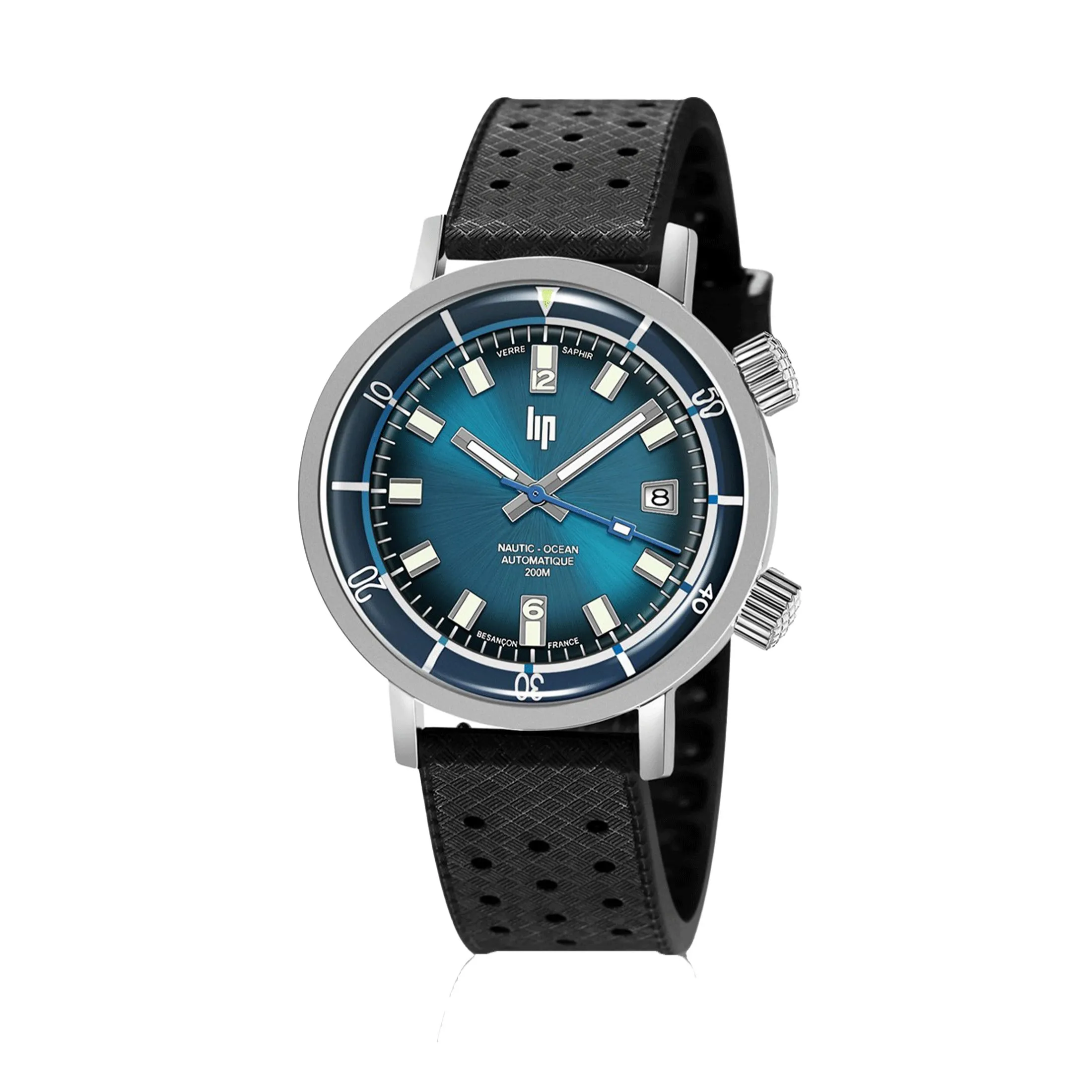 Montre Lip Grande Nautic-Océan automatique cadran bleu bracelet tropic 41 mm