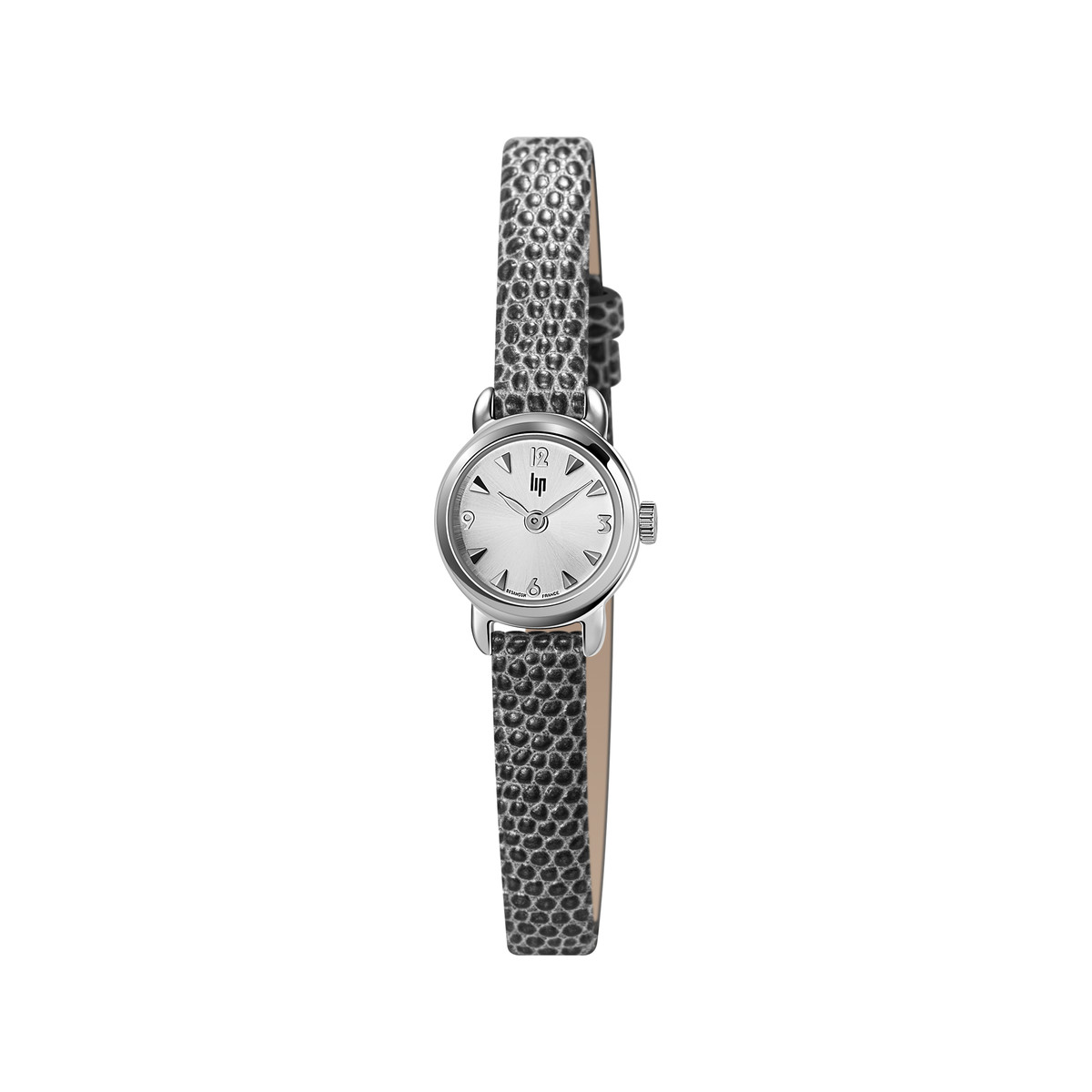 Montre LIP Henriette femme acier bracelet cuir gris