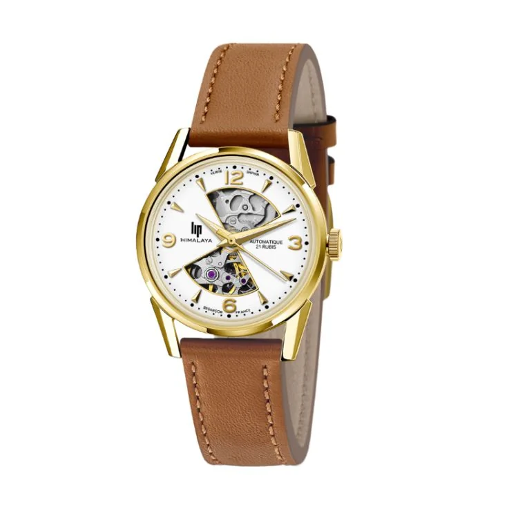 Montre LIP - Himalaya 33mm Sablier - Squelette Automatique - Cuir Marron