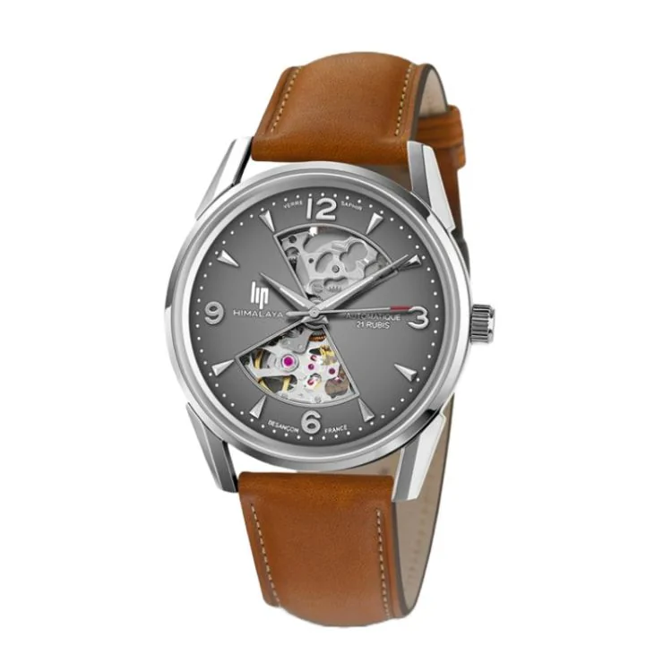 Montre LIP - Himalaya 40 mm - Sablier - Squelette Automatique - Cuir Marron
