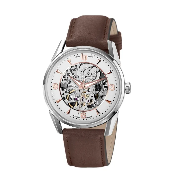 Montre LIP - Himalaya 40 mm - Squelette Automatique - Cuir Marron
