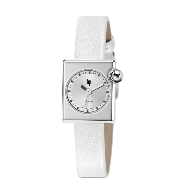 Montre LIP - Mach 2000 - Mini Square - Cuir Blanc Pailleté