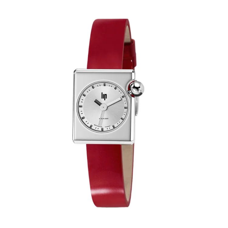 Montre LIP - Mach 2000 - Mini Square - Cuir Rouge Lisse