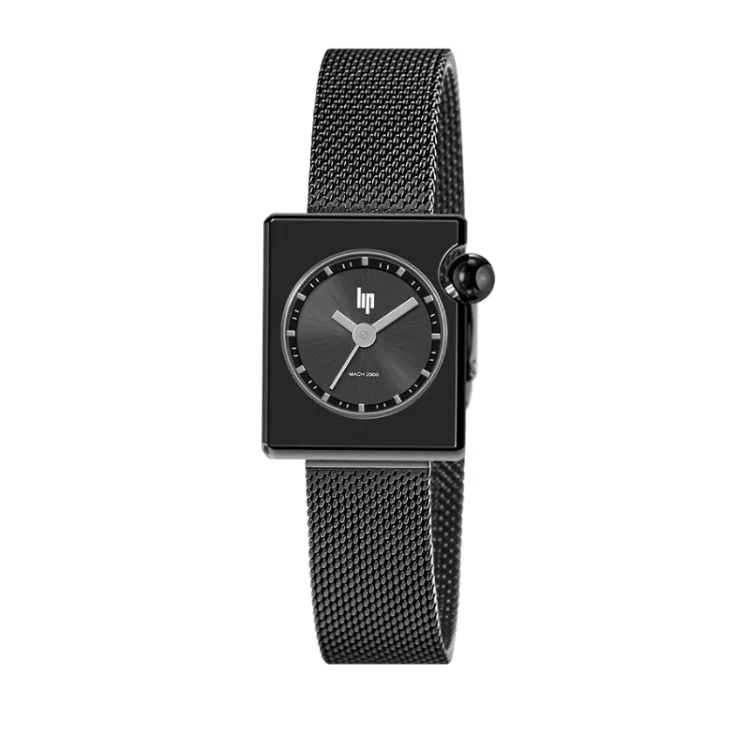 Montre LIP - Mach 2000 - Mini Square - Maille Milanaise Noire