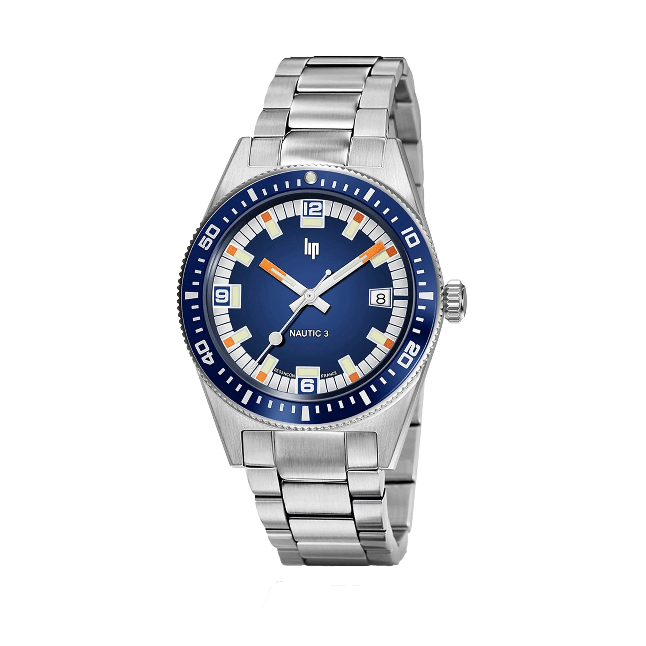 Montre Lip Nautic 3 automatique cadran bleu bracelet acier 39 mm