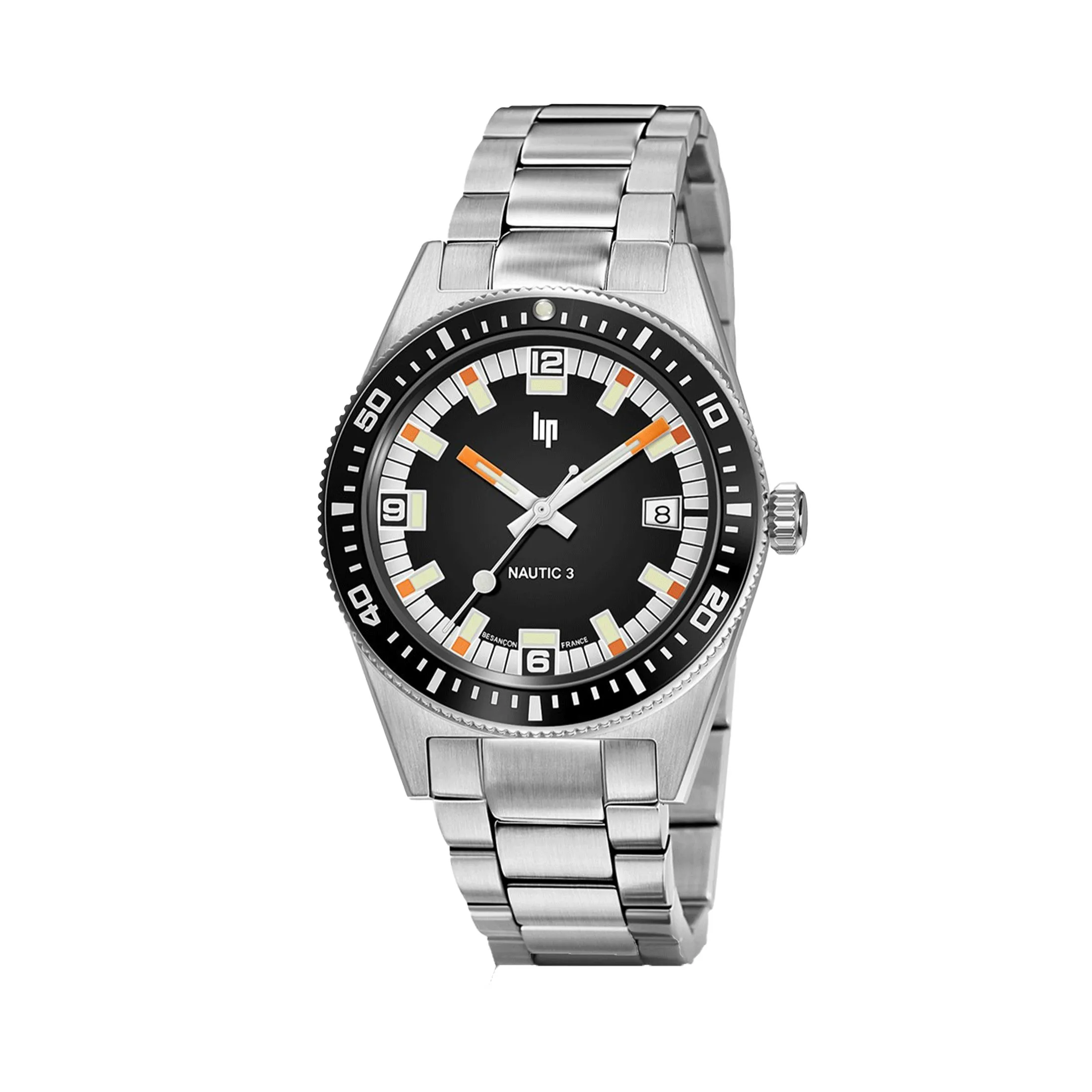 Montre Lip Nautic 3 automatique cadran noir bracelet acier 39 mm
