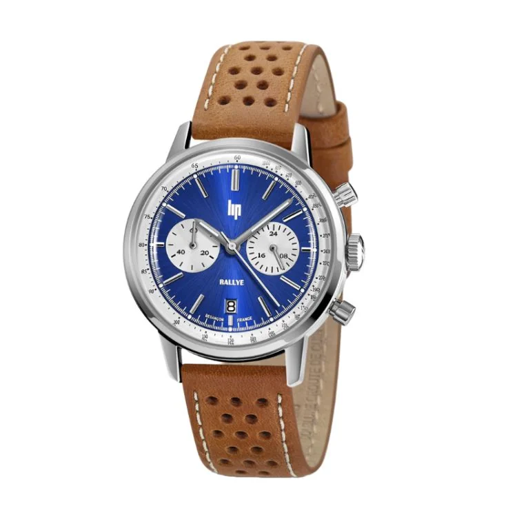 Montre LIP - Rallye 38mm - Chronographe - Cadran Bleu