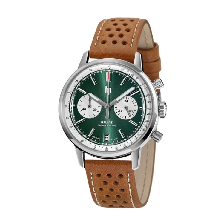 Montre LIP - Rallye 39 mm - Chronographe - Cadran Vert
