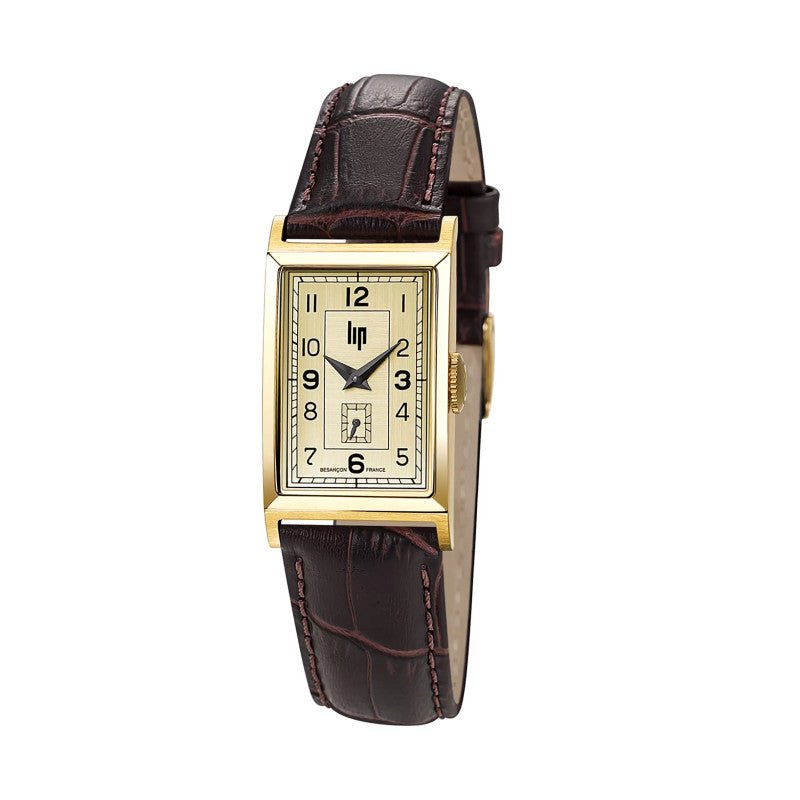 Montre LIP T18 Churchill Dorée Chiffres romains Cuir marron