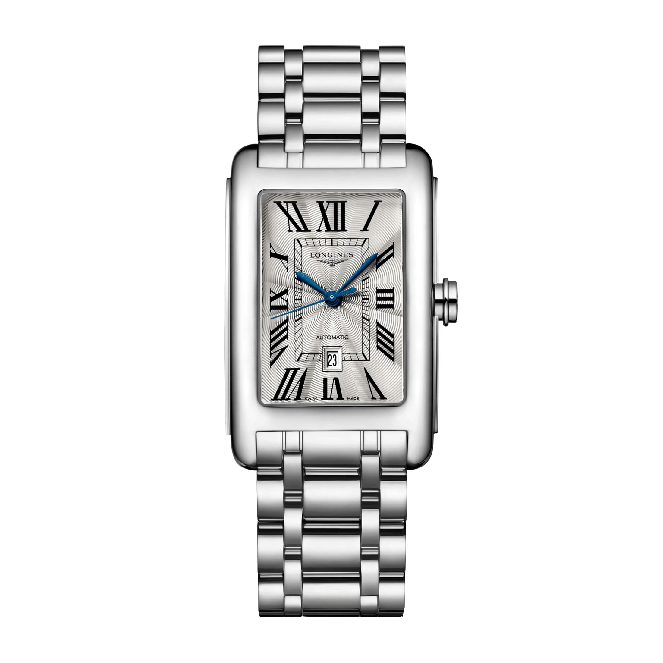 Montre Longines DolceVita automatique cadran argenté chiffres romains bracelet acier