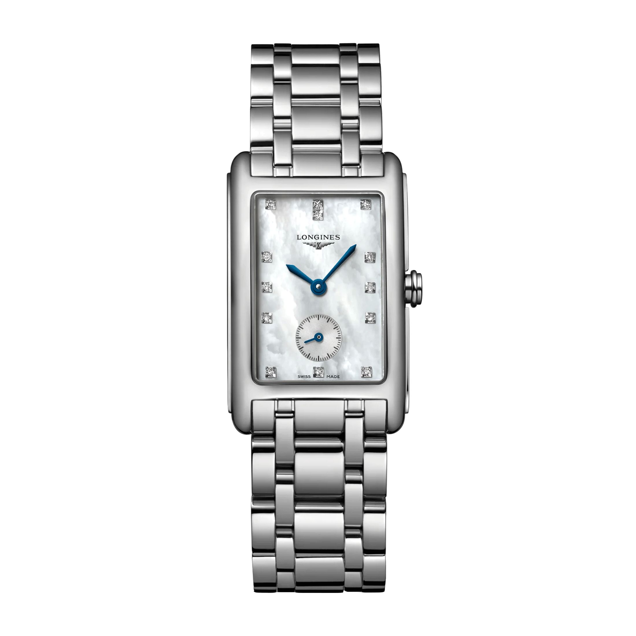 Montre Longines DolceVita quartz acier index diamants bracelet acier