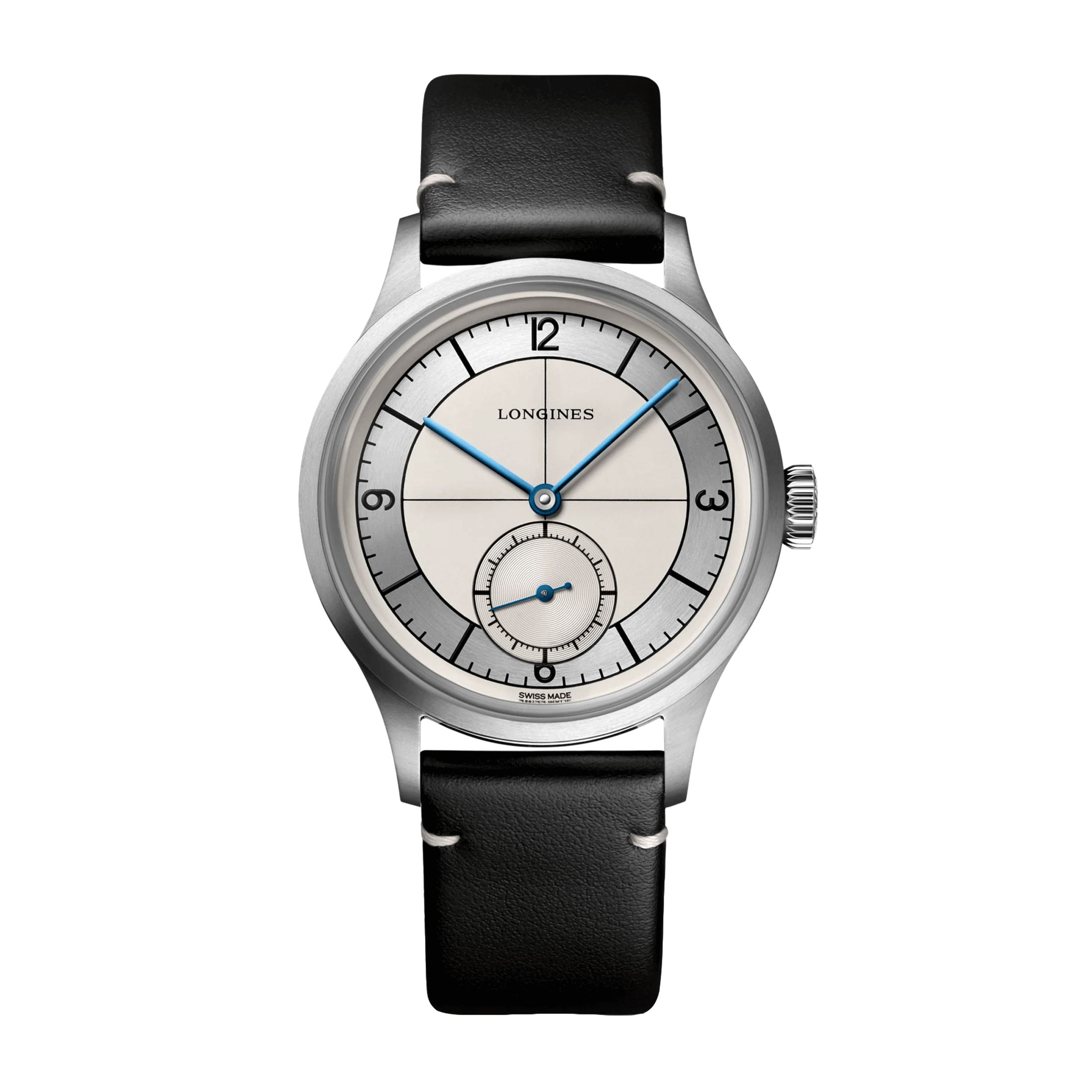 Montre Longines Heritage Classic automatique cadran beige bracelet cuir noir 38,5 mm