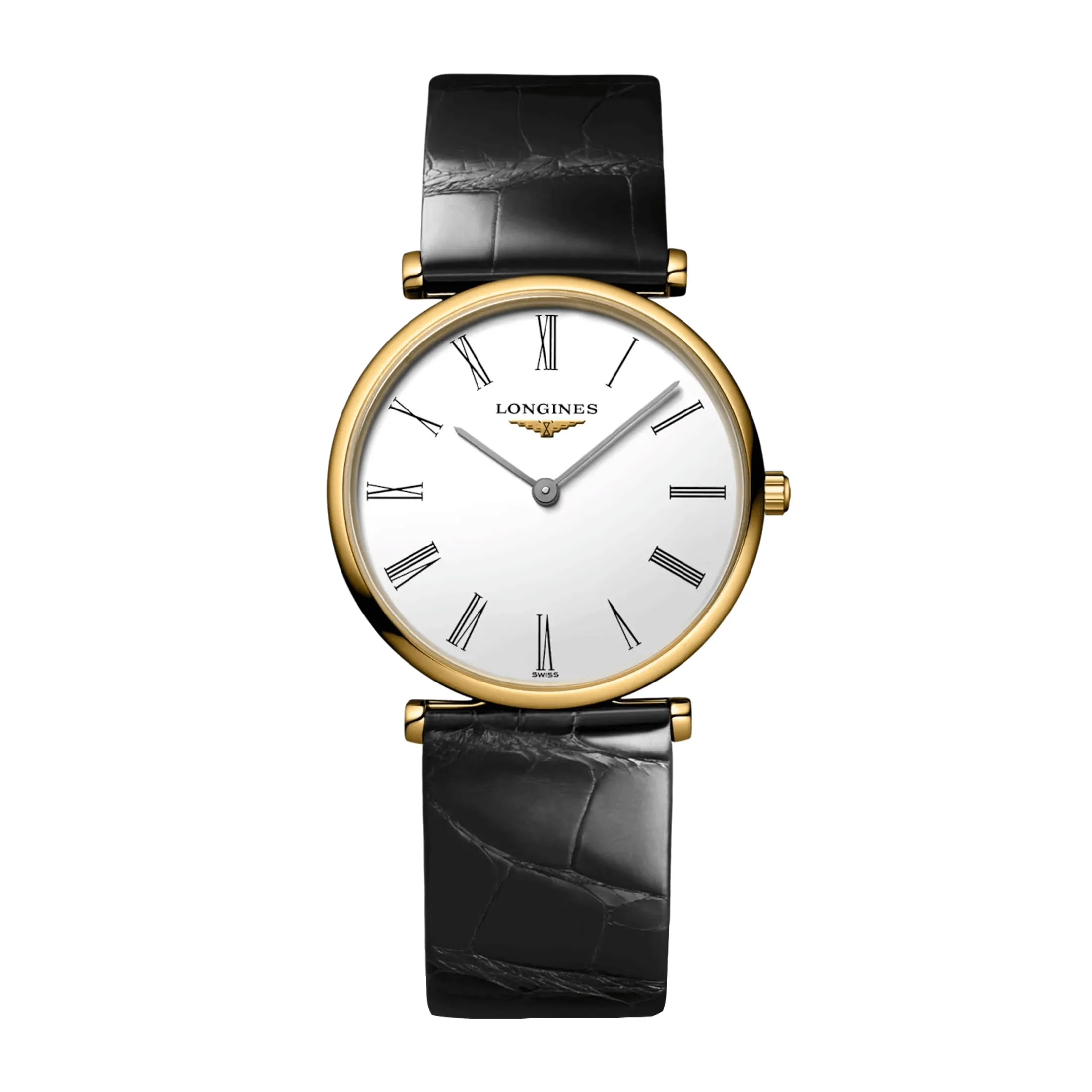 Montre Longines La Grande Classique quartz cadran blanc bracelet cuir noir 29 mm