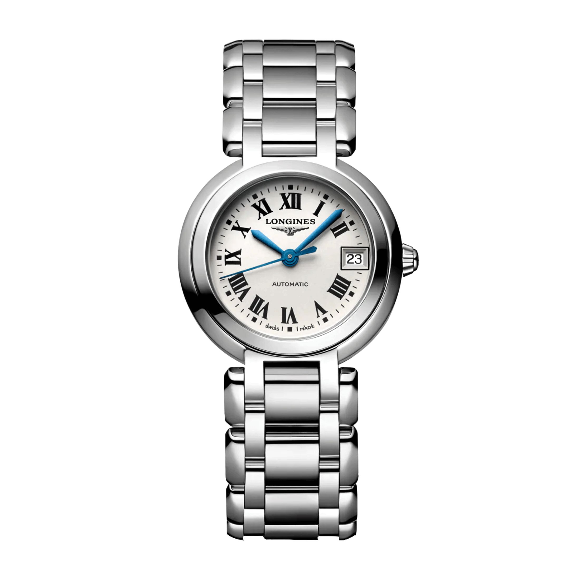 Montre Longines Primaluna automatique cadran blanc chiffres romains 26,5 mm