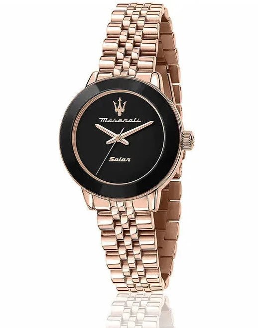 Maserati Successo Solar Rose Gold Black Watch