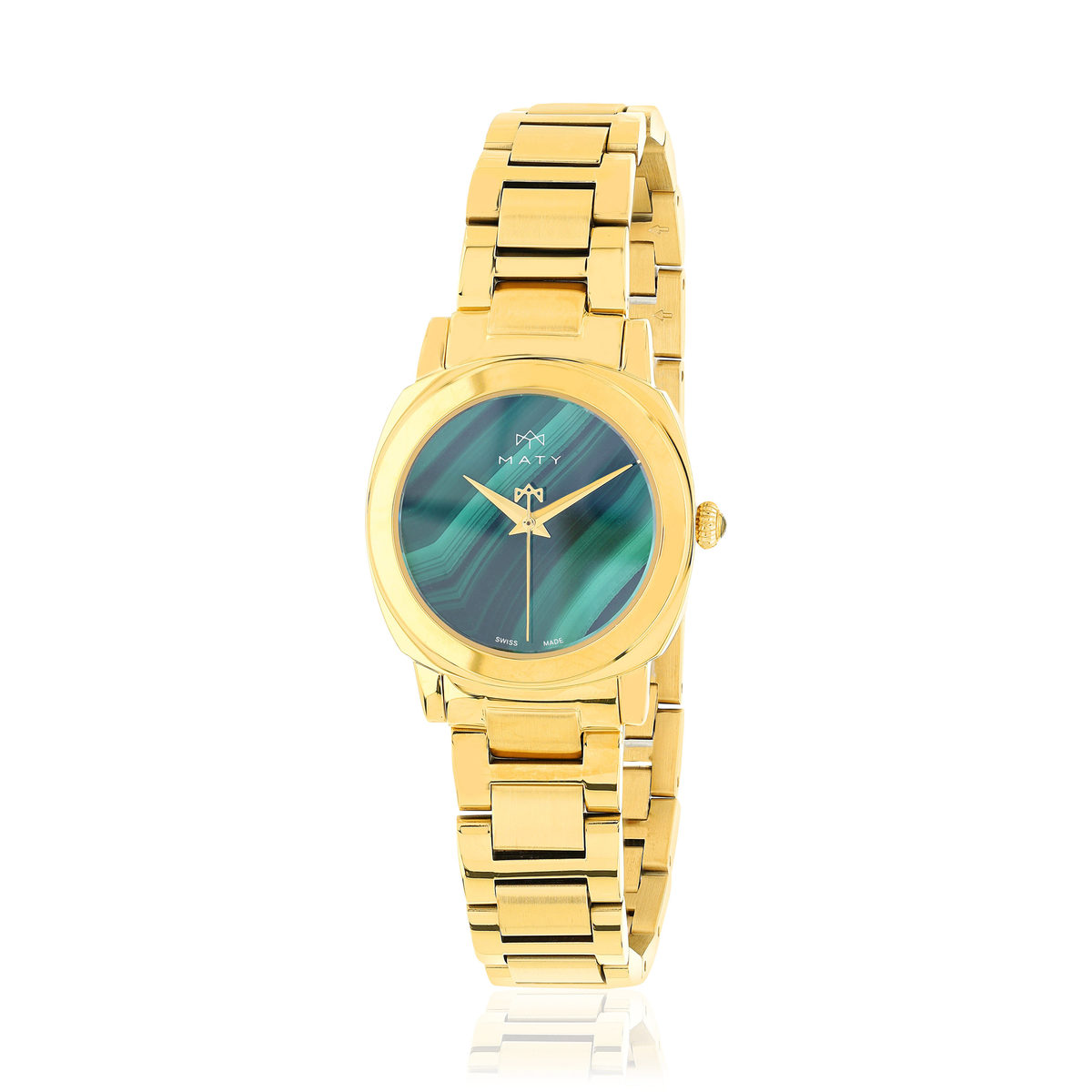 Montre MATY GM cadran Malachite bracelet acier