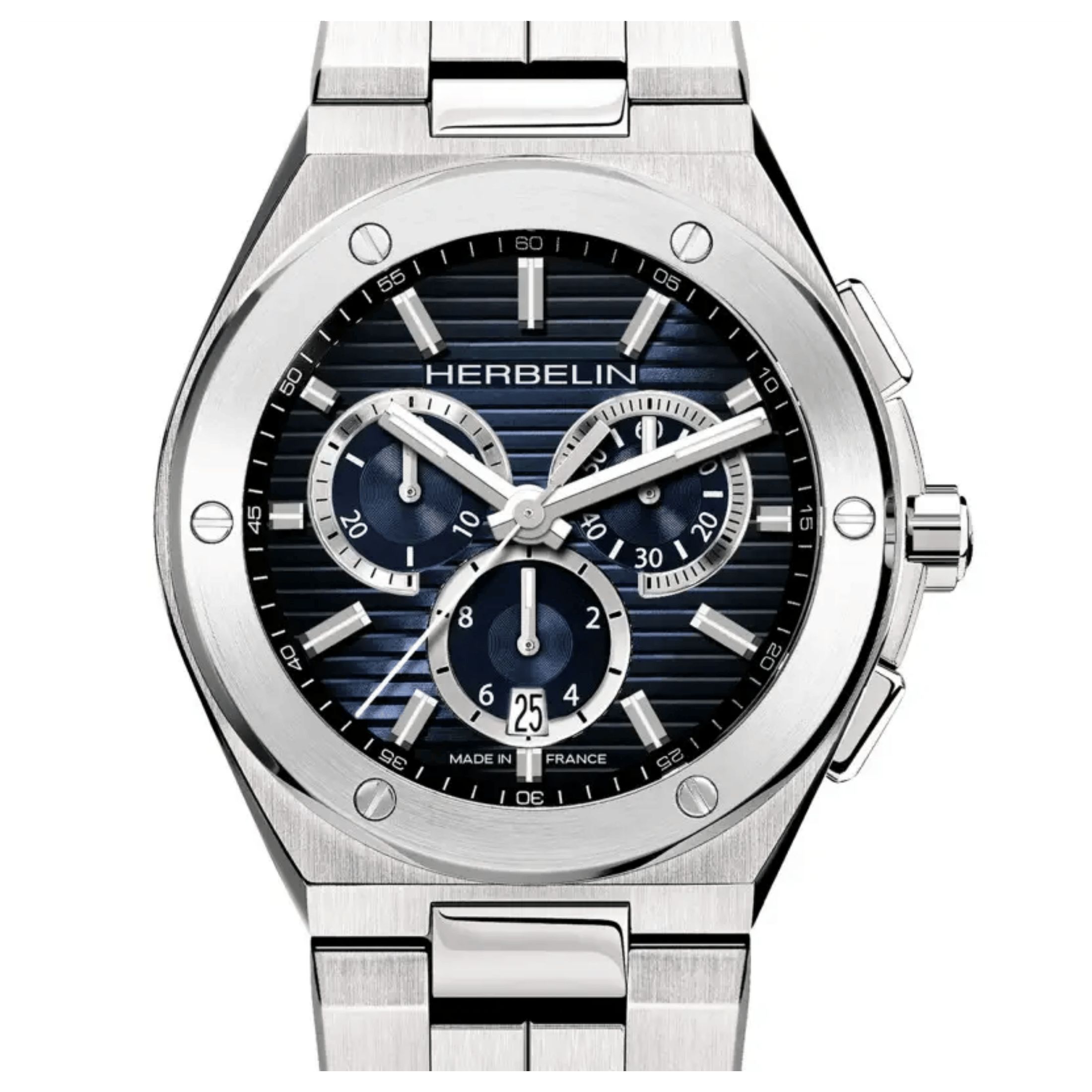 Montre Michel Herbelin Cap Camarat quartz chronographe cadran bleu bracelet acier 42 mm