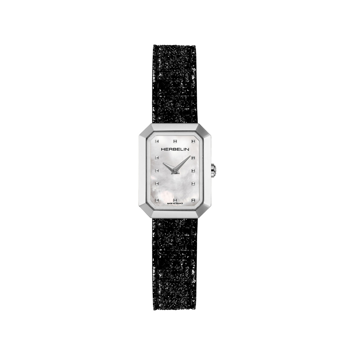 Montre MICHEL HERBELIN Octogône femme bracelet cuir noir