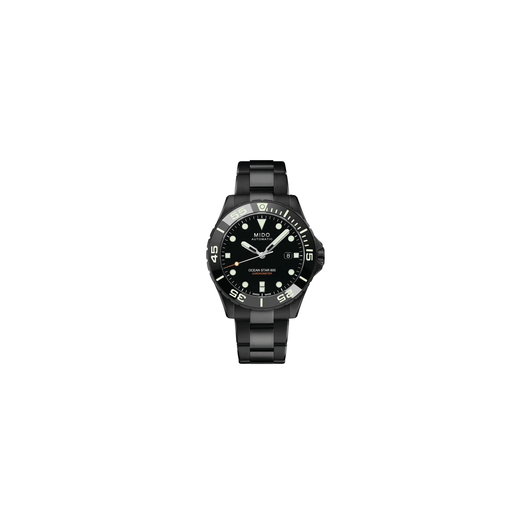 Montre Mido Ocean Star 600 Chronometer COSC automatique cadran noir bracelet acier DLC noir 43,5 mm