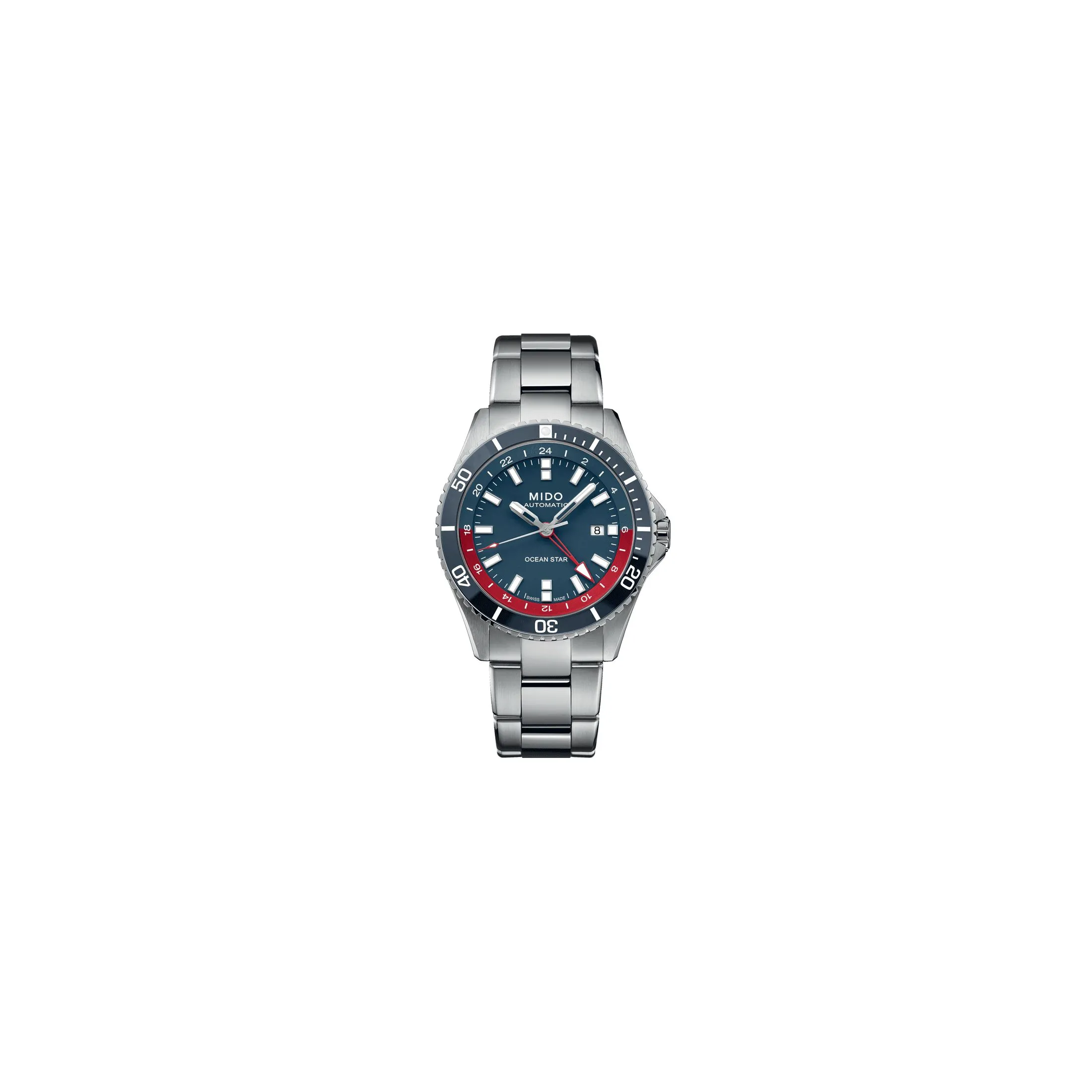 Montre Mido Ocean Star GMT automatique cadran bleu bracelet acier 44 mm
