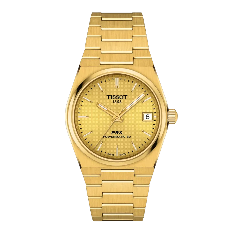 Montre Mixte Tissot PRX automatique champagne bracelet acier - Réf. T1372073302100